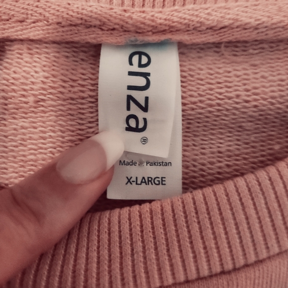 "Scream" Embroidered Balloon Sleeve Crew Sweatshirt, Silver Pink - Picture 3 of 7